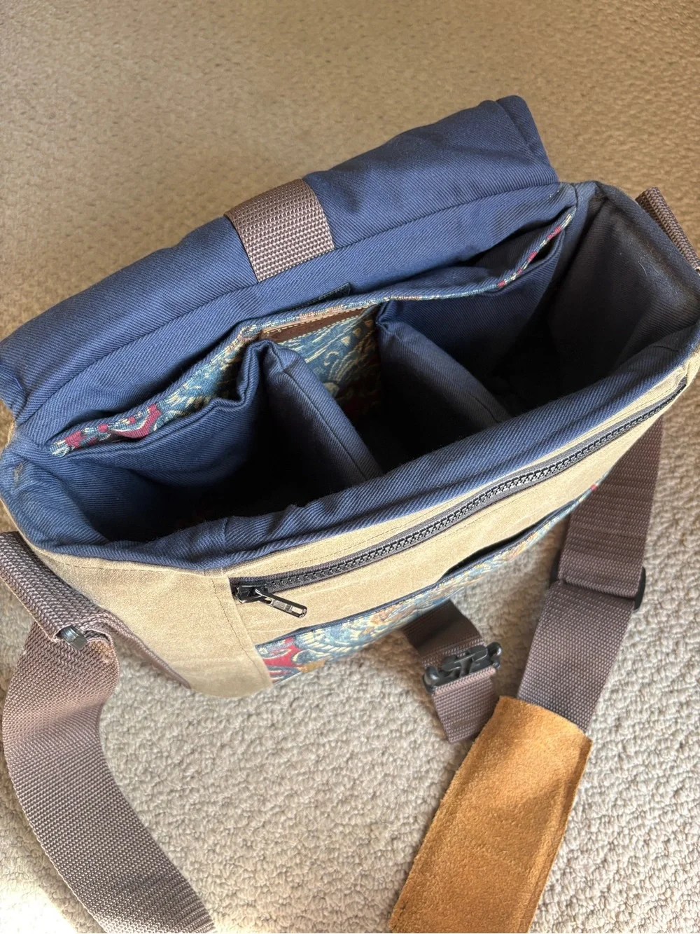 Leather and Tapestry Camera Bag